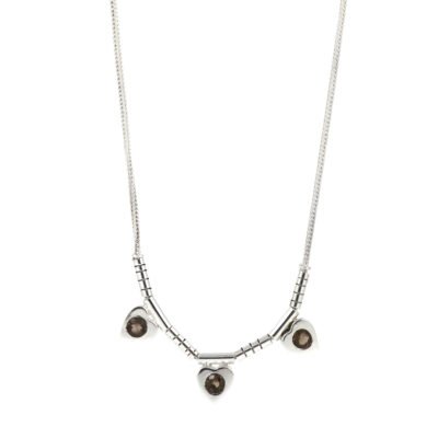 Elegant Sterling Silver Pendant with Triple Black Stone Drops